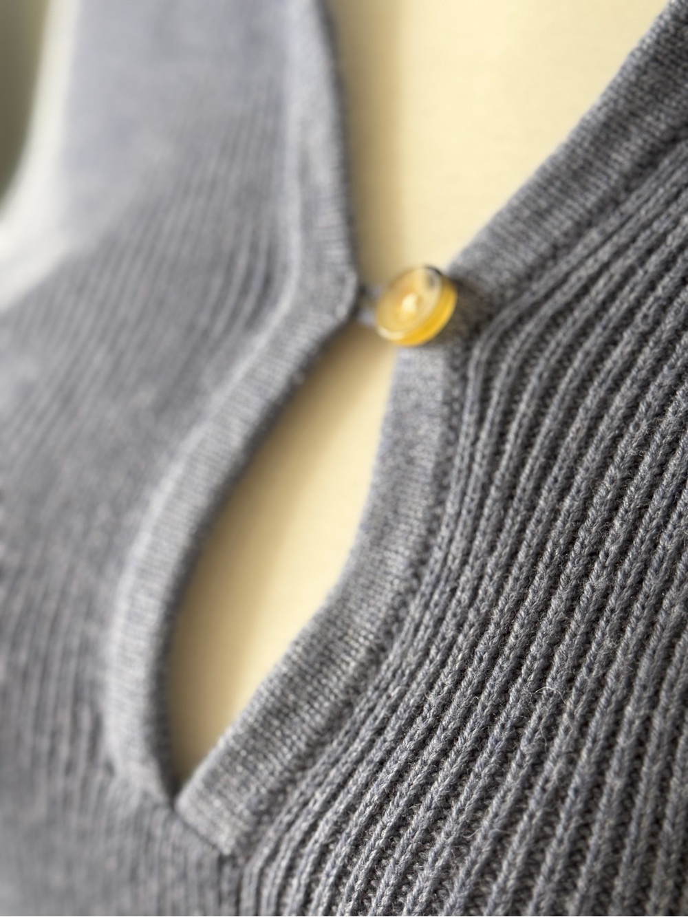Everlane Slate Blue Ribbed Pullover with Keyhole - Picture 6 of 8